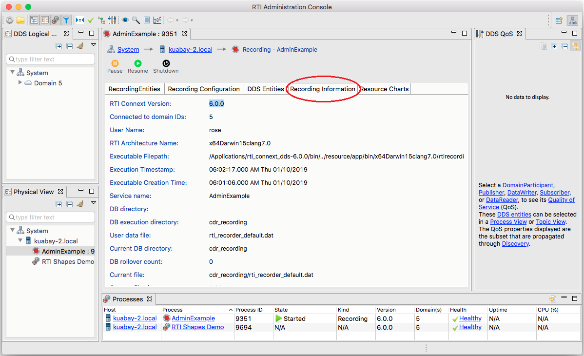 View the Recording Service information in Admin Console
