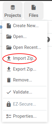 Importing a zipped project