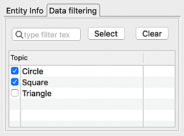 Data filtering tab