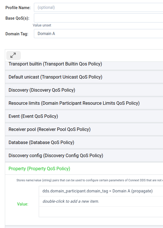 New field for Domain Tag filled in