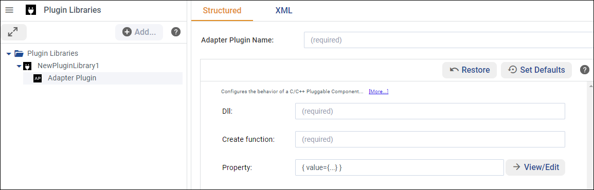 Setting plugin configuration in the Structured view