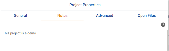 Adding a note to project properties