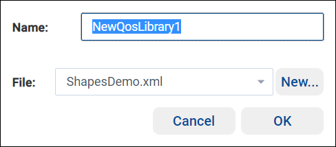 Entering a QoS library name and destination file