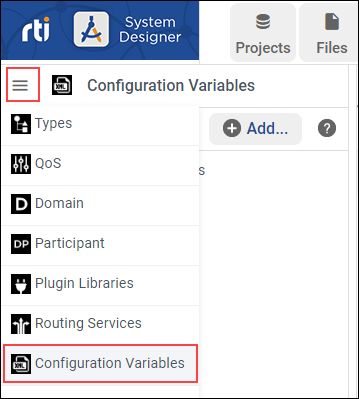Selecting the configuration variable view