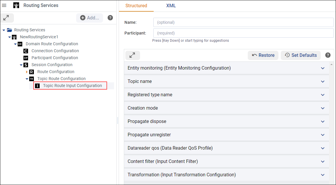 Setting Inputs in TopicRoute