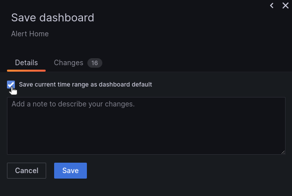 Grafana Save Dashboard Dialog