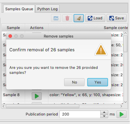 Confirm removal of sample queue