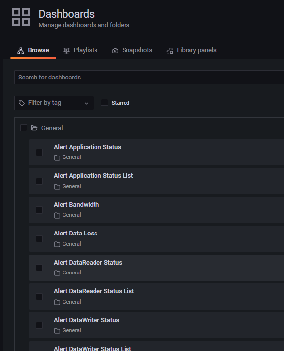 Alert DataReader Status Dashboard Select