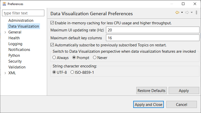 Preferences dialog