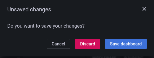 Grafana unsaved changes dialog