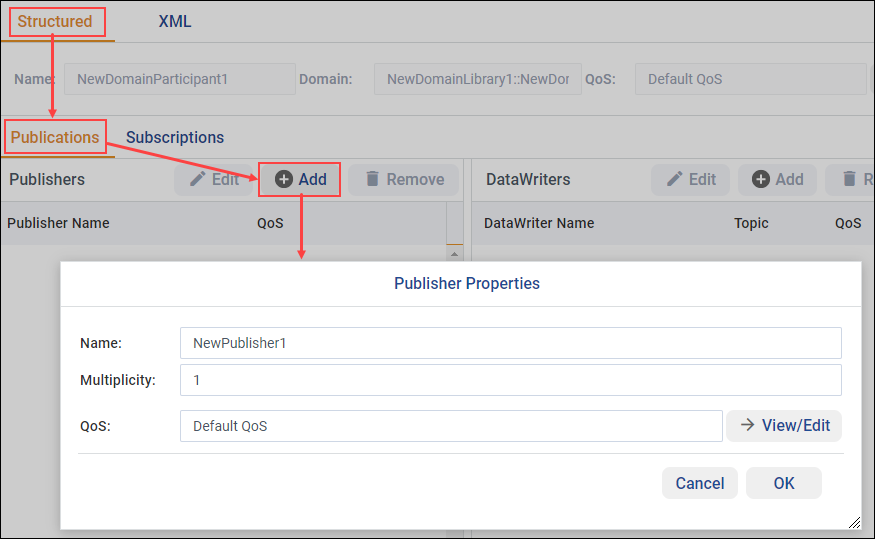 Setting publisher properties