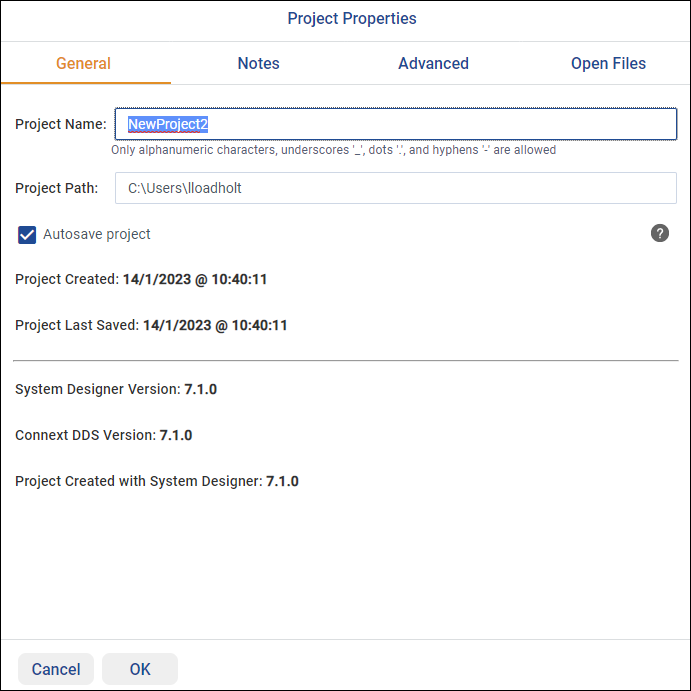 Seeing general project properties