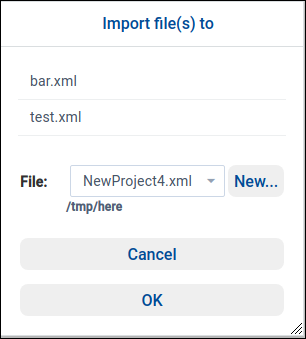 Selecting a file to import