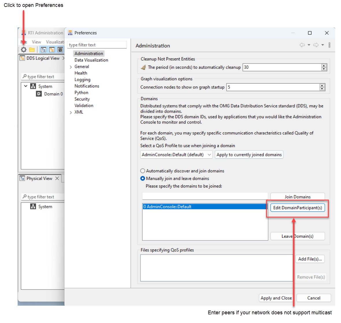 Setting Peers in Admin Console