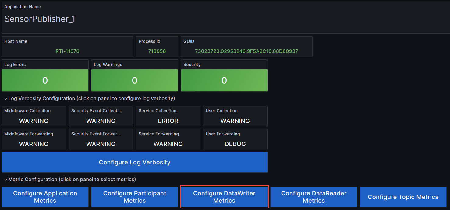 Grafana dashboard multi metric control links