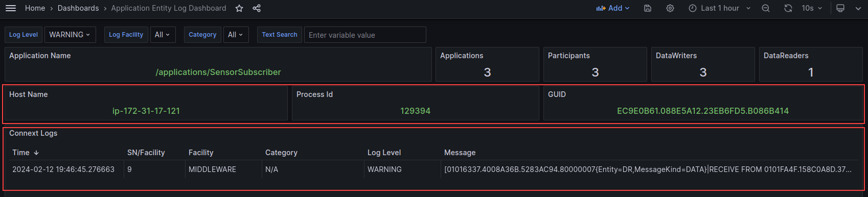 Entity Log Dashboard