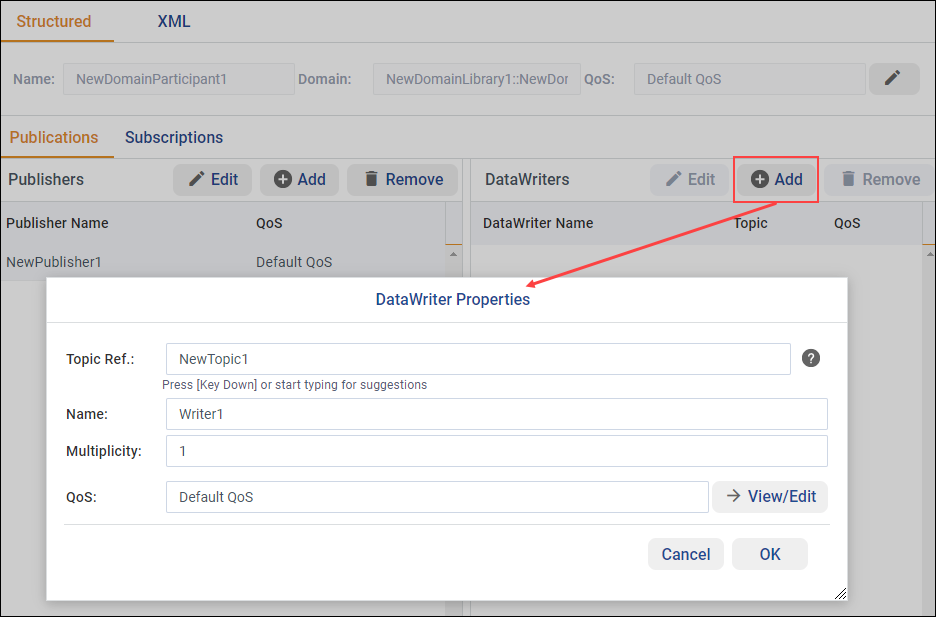 Setting DataWriter properties
