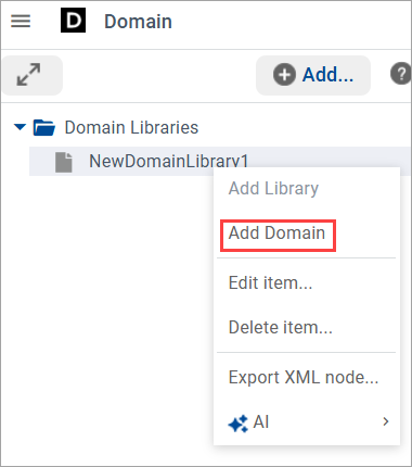 Adding a domain to a library