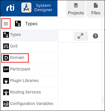 Selecting the domain tab