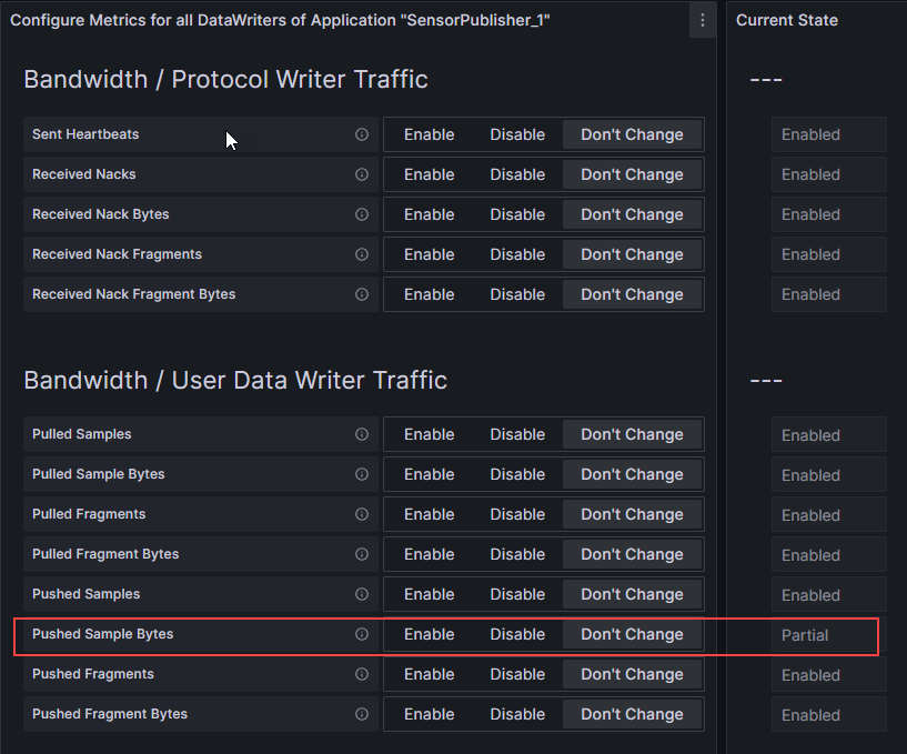 Grafana dashboard multi metric control partial
