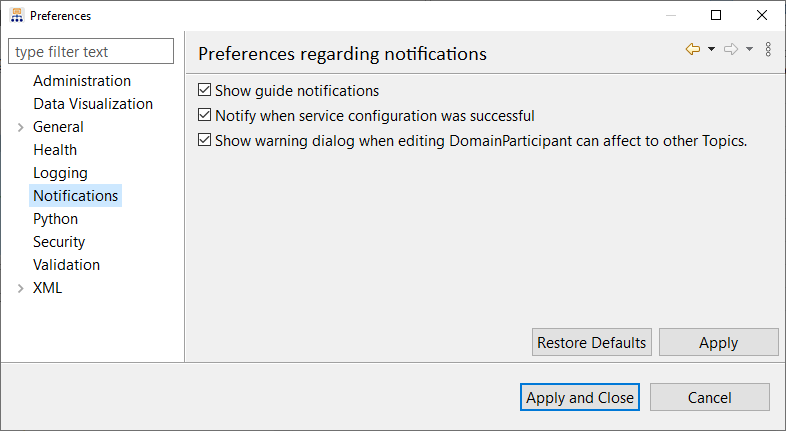 Notifications preferences