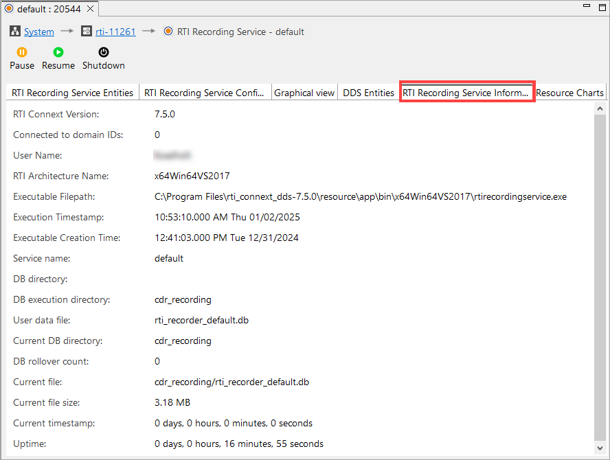 Recording service 4 recorder information