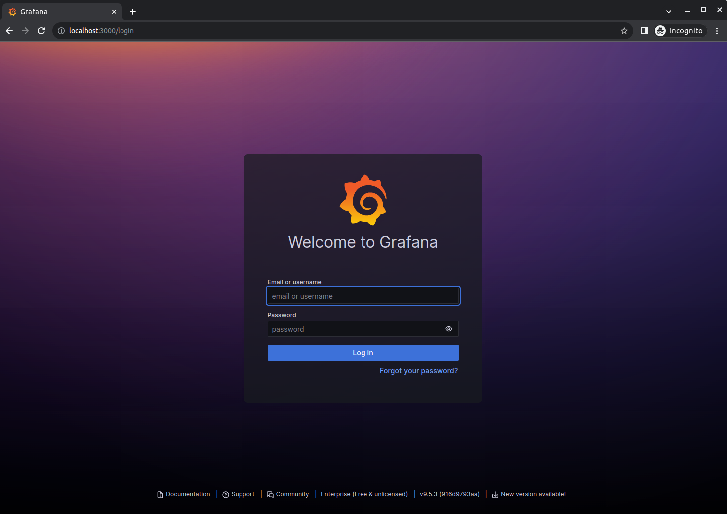 Grafana Login Screen