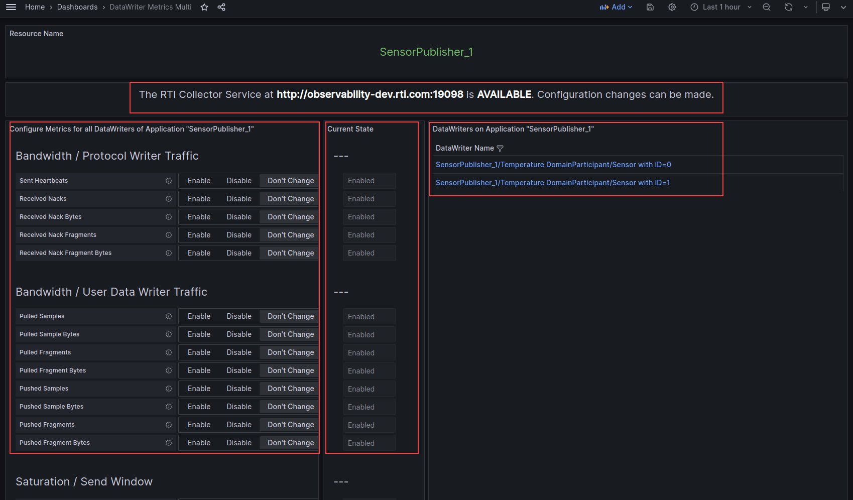 DataWriter Metrics Multi Dashboard