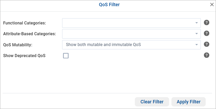 QoS Filter Dialog