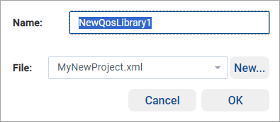 Entering a QoS library name and destination file