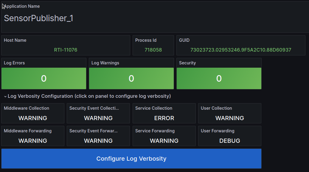 Grafana dashboard log control links
