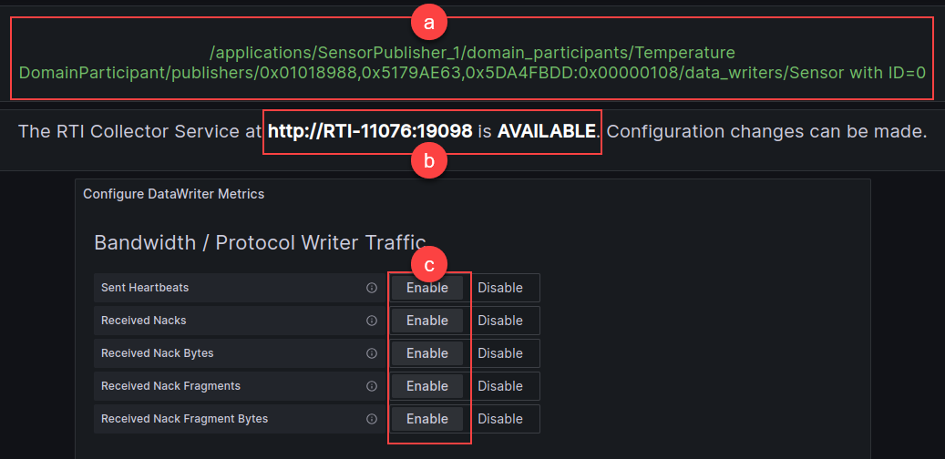 Grafana dashboard metric control init