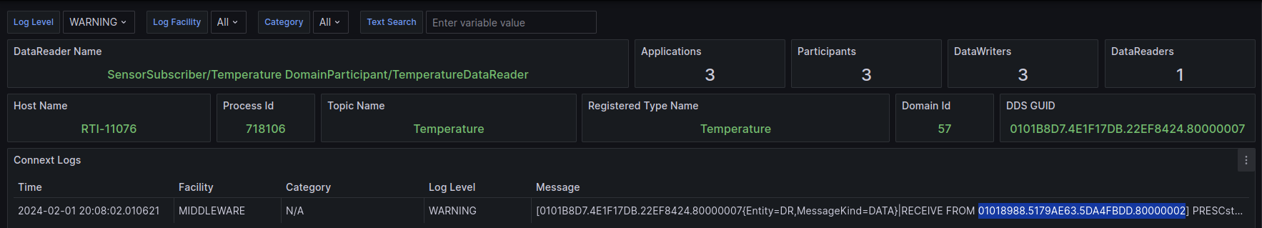 Grafana dashboard time sync error warning highlights