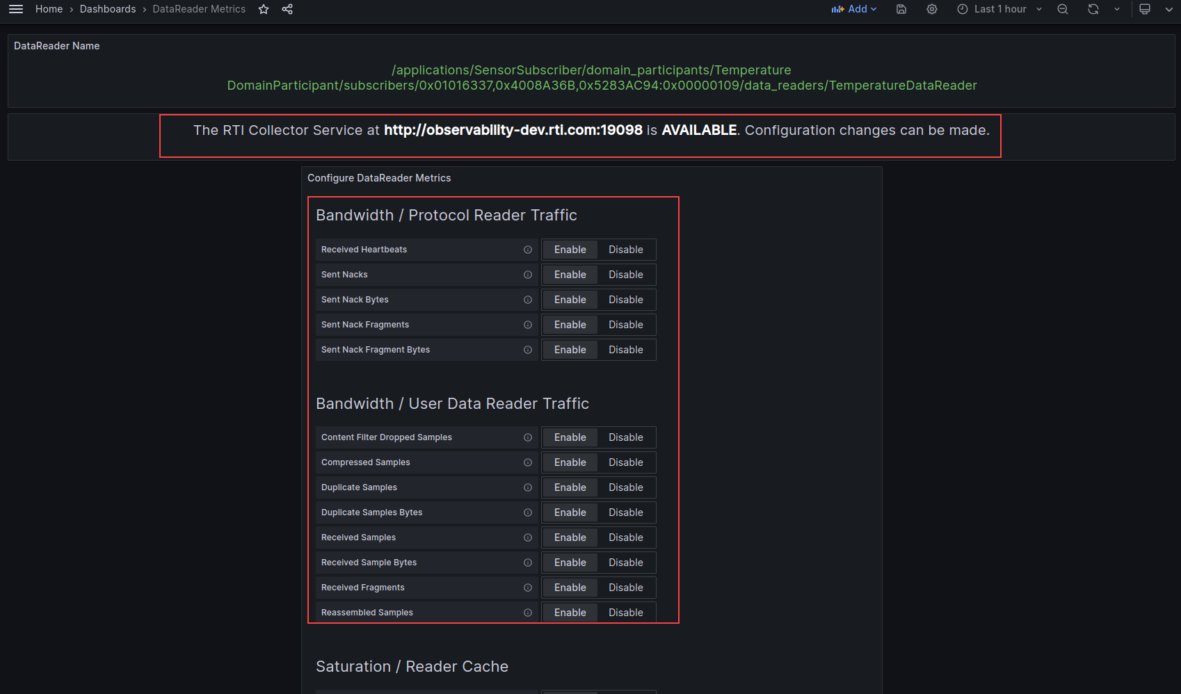DataReader Metrics Dashboard