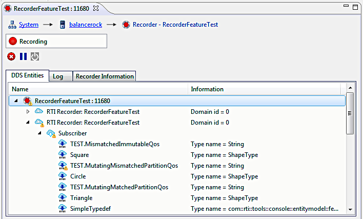 Recording service DDS entities pre600