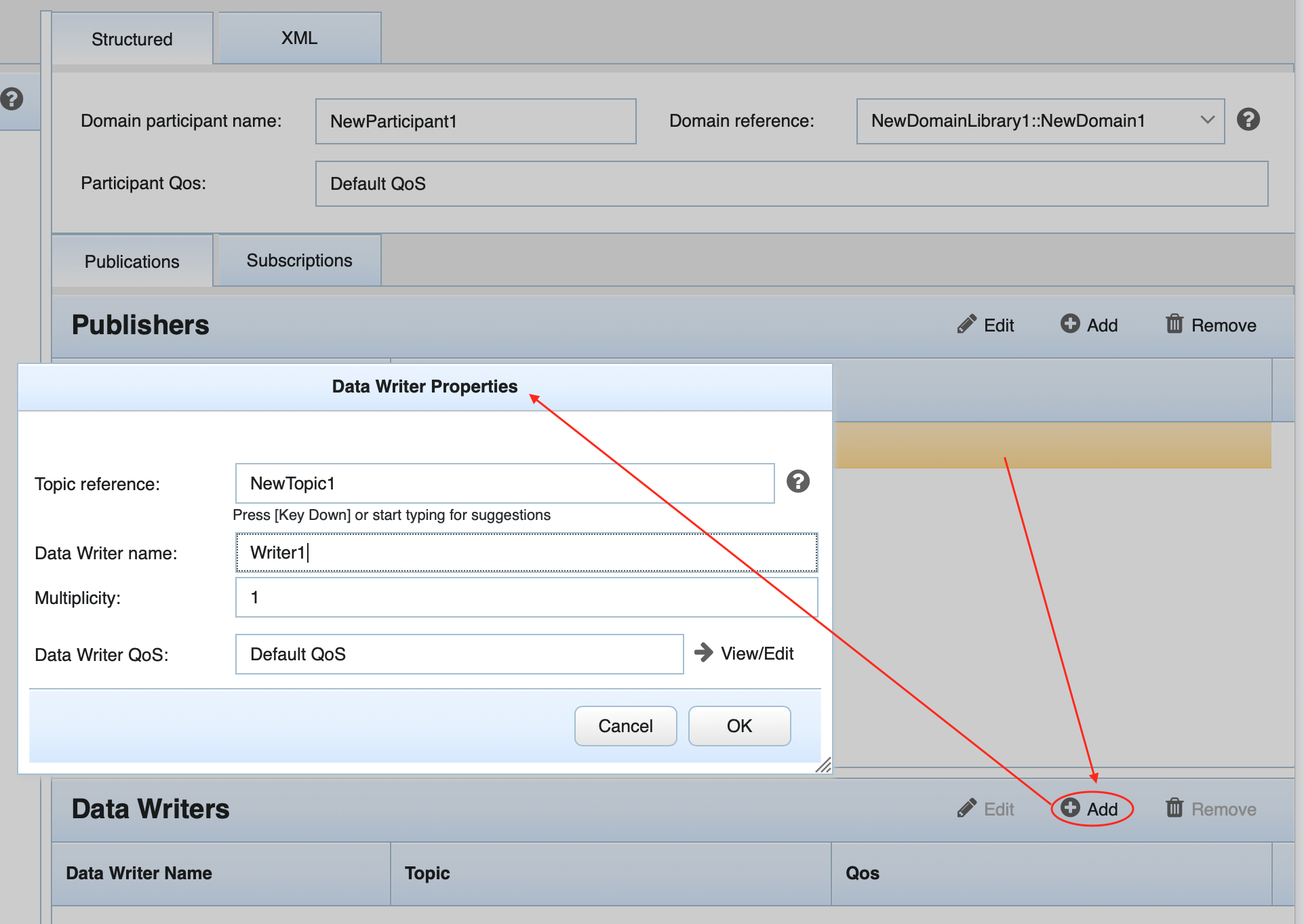 Setting DataWriter properties