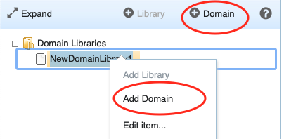 Adding a domain to a library