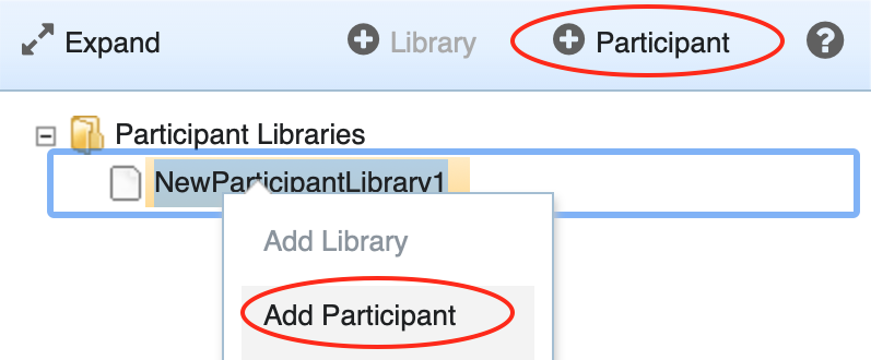 Adding a participant to a library