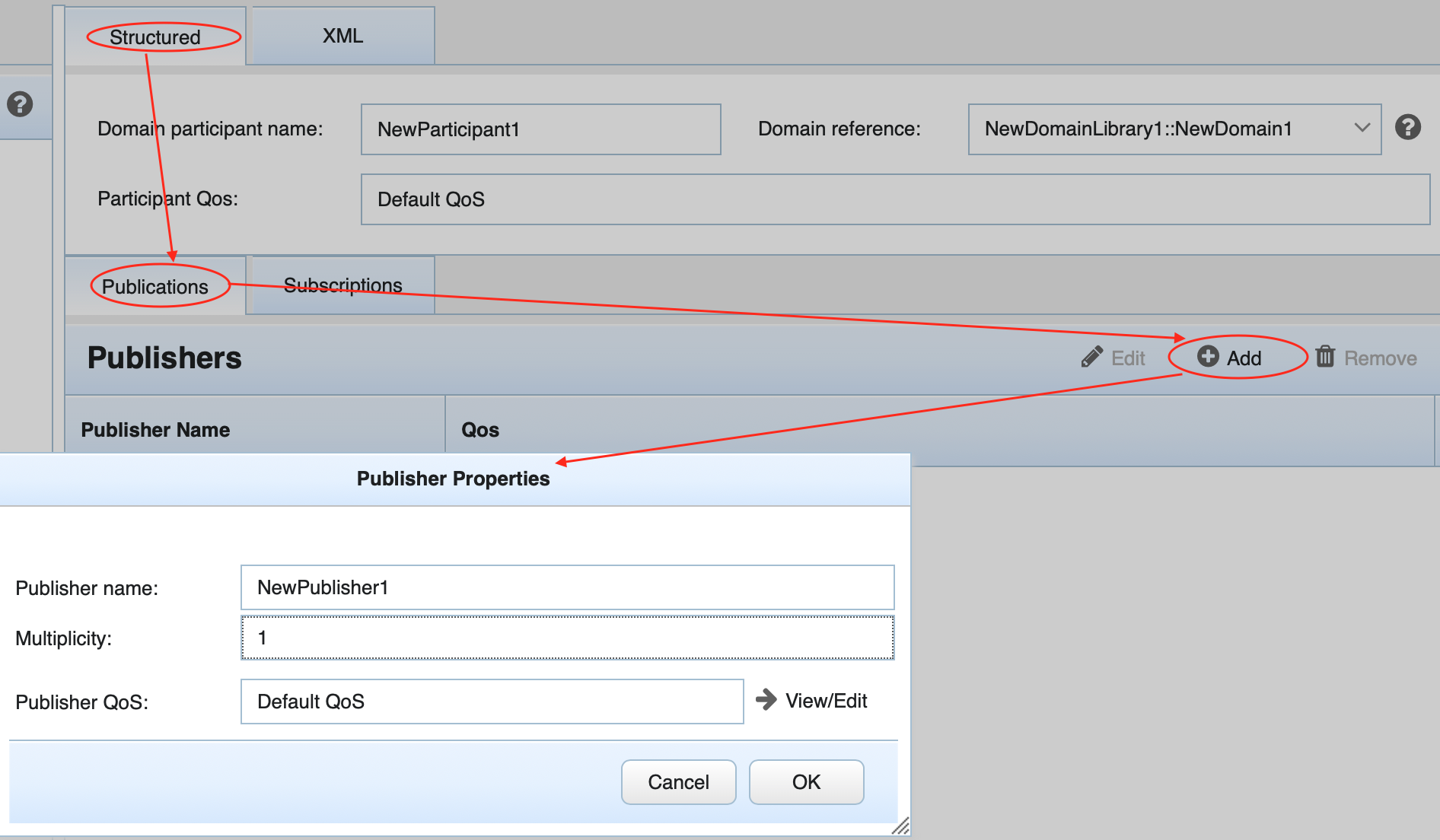 Setting publisher properties