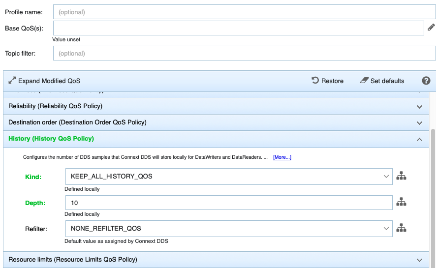 Expanding modified QoS policies