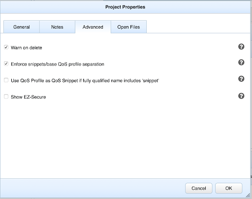 Setting advanced project properties