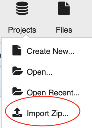 Importing a zipped project