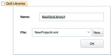 Entering a QoS library name and destination file