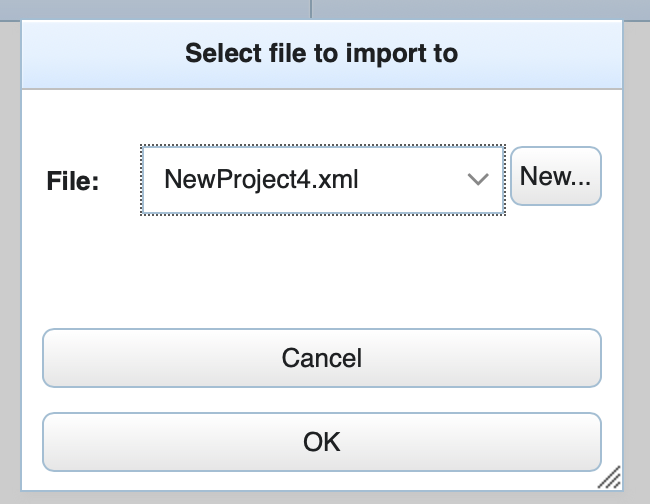 Selecting a file to import