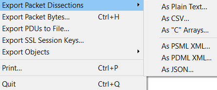 Export Packet Dissections